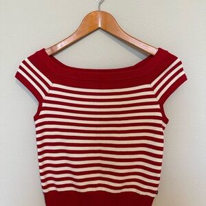 Tommy Hilfiger Red and White Knit Top
